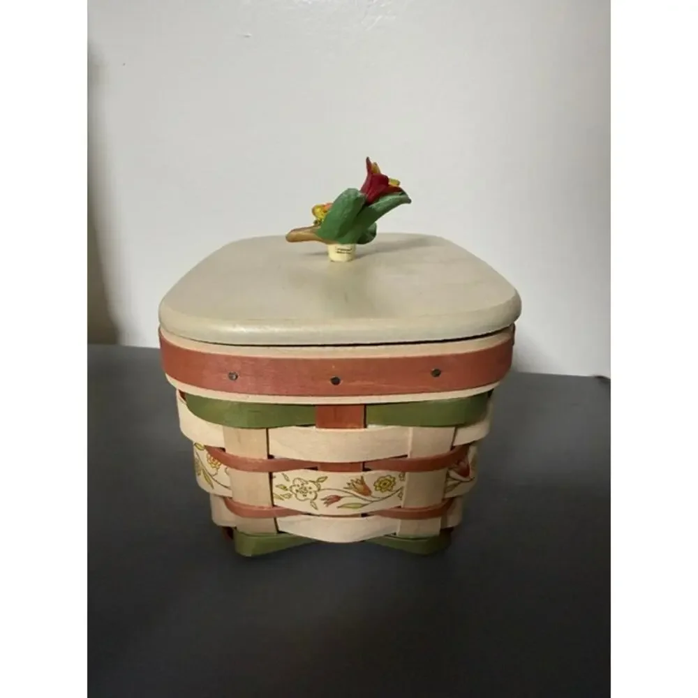 Longaberger 2012 Mother's Day Basket Lid and Floral Lid Knob Protector Liner